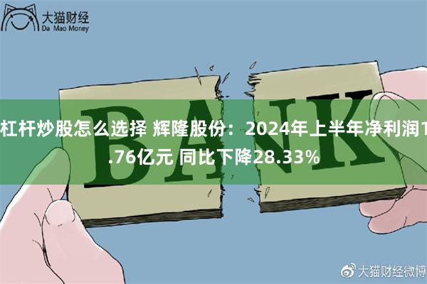 杠杆炒股怎么选择 辉隆股份：2024年上半年净利润1.76亿元 同比下降28.33%